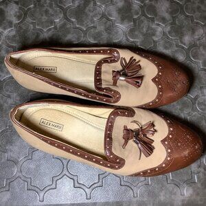 ALEX MARIE Women Brown and Tan Leather Loafers